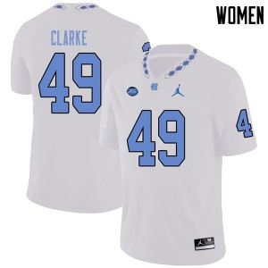 Women's Tar Heels #49 Jeremiah Clarke White Jordan Brand Football Jerseys 422403-665