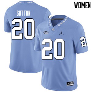 Women University of North Carolina #20 Johnathon Sutton Carolina Blue Jordan Brand Football Jerseys 392198-329