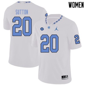 Women Tar Heels #20 Johnathon Sutton White Jordan Brand Official Jerseys 691849-235