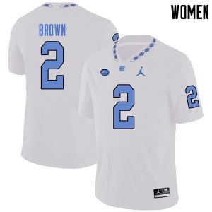 Women's UNC #2 Jordon Brown White Jordan Brand University Jersey 362108-727