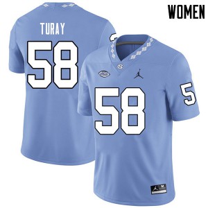 Womens North Carolina #58 Lancine Turay Carolina Blue Jordan Brand Stitched Jersey 621889-305