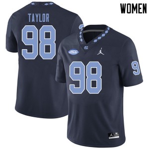Women UNC Tar Heels #98 Lawrence Taylor Navy Jordan Brand Stitch Jersey 210375-413