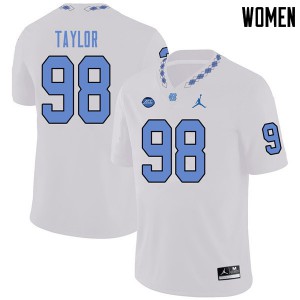 Womens North Carolina Tar Heels #98 Lawrence Taylor White Jordan Brand Stitch Jerseys 922134-979