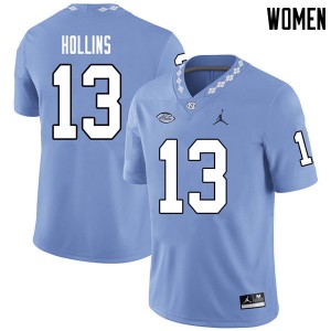 Womens UNC #13 Mack Hollins Carolina Blue Jordan Brand Official Jerseys 373020-430