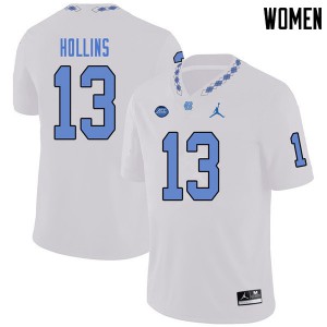 Women's North Carolina #13 Mack Hollins White Jordan Brand High School Jerseys 915310-969