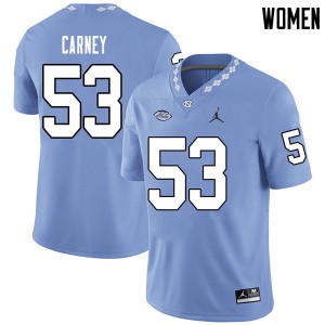 Women UNC Tar Heels #53 Malik Carney Carolina Blue Jordan Brand Alumni Jersey 424600-198
