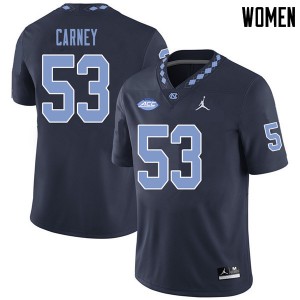 Women North Carolina Tar Heels #53 Malik Carney Navy Jordan Brand Official Jersey 805805-248