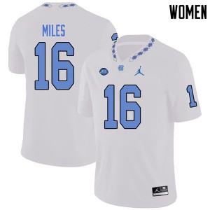 Womens North Carolina #16 Manny Miles White Jordan Brand Stitched Jersey 817446-452