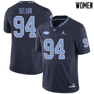 Women Tar Heels #94 Michael Selsor Navy Jordan Brand Football Jerseys 677480-929