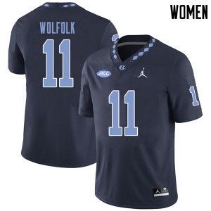 Womens UNC #11 Myles Wolfolk Navy Jordan Brand Player Jerseys 355335-520