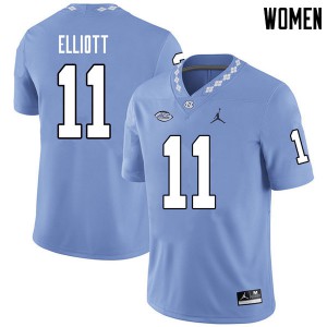 Women UNC #11 Nathan Elliott Carolina Blue Jordan Brand Stitched Jersey 986450-915
