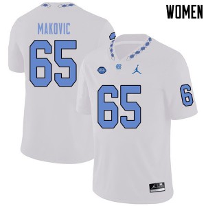 Womens North Carolina Tar Heels #65 Nick Makovic White Jordan Brand NCAA Jersey 113938-322