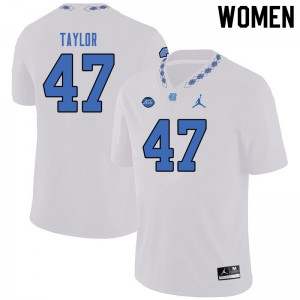 Womens North Carolina #47 Noah Taylor White Jordan Brand Official Jerseys 612182-988