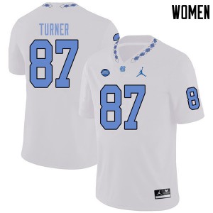 Womens Tar Heels #87 Noah Turner White Jordan Brand University Jersey 679394-605
