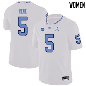 Women's North Carolina #5 Patrice Rene White Jordan Brand Embroidery Jersey 923723-615