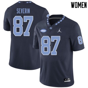 Women's University of North Carolina #87 Paul Severin Navy Jordan Brand Football Jersey 327510-767