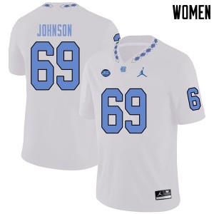 Women University of North Carolina #69 Quiron Johnson White Jordan Brand Player Jersey 715938-803