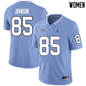 Womens UNC #85 Roscoe Johnson Carolina Blue Jordan Brand Player Jerseys 311004-724