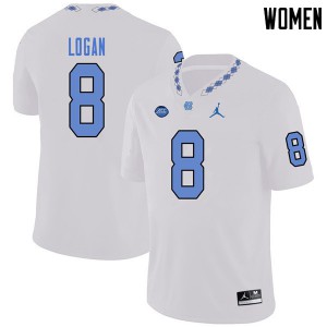 Women's North Carolina #8 T.J. Logan White Jordan Brand Stitched Jerseys 880140-979