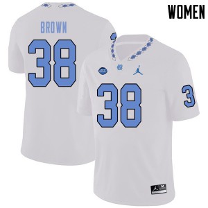 Women University of North Carolina #38 Thomas Brown White Jordan Brand Player Jersey 869294-988
