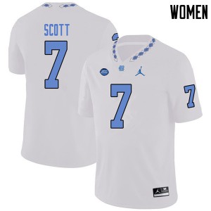 Women's University of North Carolina #7 Tim Scott White Jordan Brand University Jersey 189339-343
