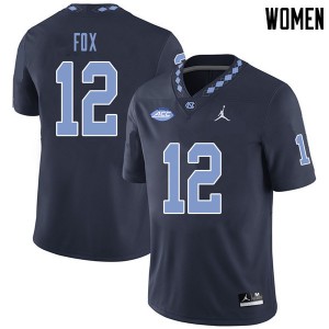 Women Tar Heels #12 Tomon Fox Navy Jordan Brand Stitch Jersey 474105-757