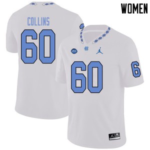 Women North Carolina #60 Trevor Collins White Jordan Brand Stitched Jersey 287940-907