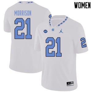 Womens UNC Tar Heels #21 Trey Morrison White Jordan Brand Stitch Jersey 181556-803