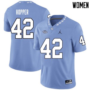 Womens UNC #42 Tyrone Hopper Carolina Blue Jordan Brand Football Jerseys 130884-449