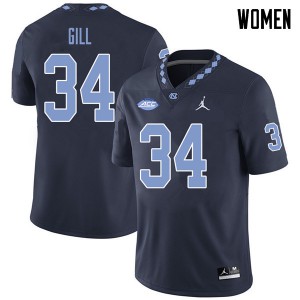 Women University of North Carolina #34 Xach Gill Navy Jordan Brand NCAA Jersey 709376-566
