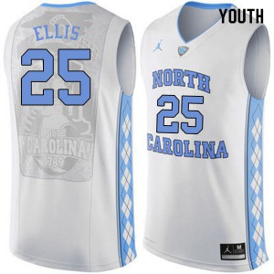 Youth North Carolina Tar Heels #25 Caleb Ellis White Official Jerseys 272740-940