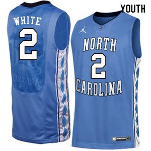 Youth UNC Tar Heels #2 Coby White Blue Embroidery Jerseys 946716-248