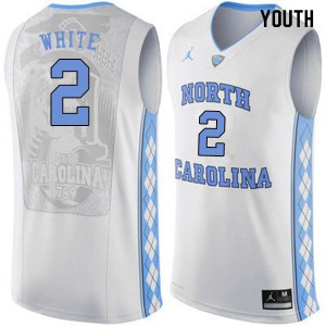 Youth North Carolina Tar Heels #2 Coby White White Stitched Jerseys 655561-622