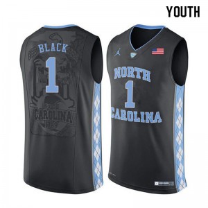 Youth Tar Heels #1 Rechon Black Black Basketball Jerseys 115279-404
