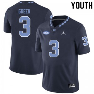 Youth North Carolina #3 Antoine Green Black Jordan Brand Stitch Jersey 256468-417