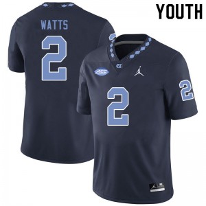 Youth UNC #2 Bryce Watts Black Jordan Brand Player Jersey 222356-851