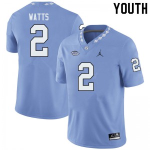 Youth UNC #2 Bryce Watts Blue Jordan Brand Stitch Jerseys 873318-442