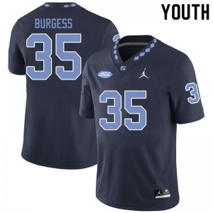 Youth UNC Tar Heels #35 Carson Burgess Black Jordan Brand University Jersey 954353-959