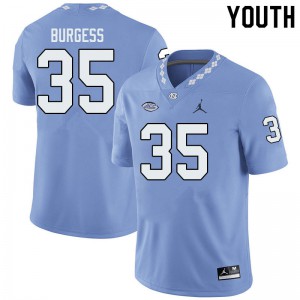 Youth University of North Carolina #35 Carson Burgess Blue Jordan Brand Stitch Jerseys 660633-376
