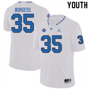 Youth North Carolina #35 Carson Burgess White Jordan Brand Embroidery Jersey 872276-283
