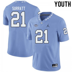 Youth North Carolina Tar Heels #21 Chazz Surratt Blue Jordan Brand Embroidery Jersey 740092-487