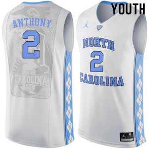 Youth UNC Tar Heels #2 Cole Anthony White Stitch Jersey 566333-751