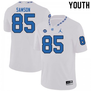 Youth UNC #85 Dom Samson White Jordan Brand Stitch Jerseys 699391-117