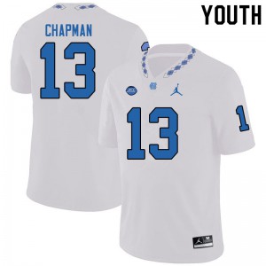 Youth University of North Carolina #13 Don Chapman White Jordan Brand Embroidery Jersey 454050-453