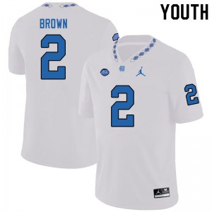 Youth University of North Carolina #2 Dyami Brown White Jordan Brand Embroidery Jerseys 944722-489