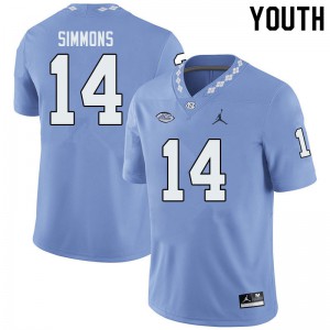 Youth North Carolina #14 Emery Simmons Blue Jordan Brand Official Jersey 738949-538
