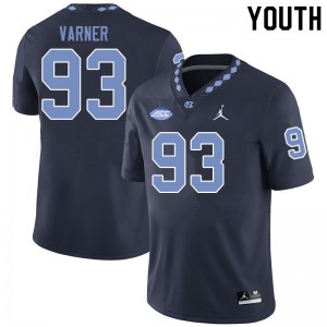 Youth University of North Carolina #93 Kristian Varner Black Jordan Brand NCAA Jersey 216832-712