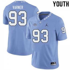 Youth Tar Heels #93 Kristian Varner Blue Jordan Brand Stitched Jerseys 867532-695