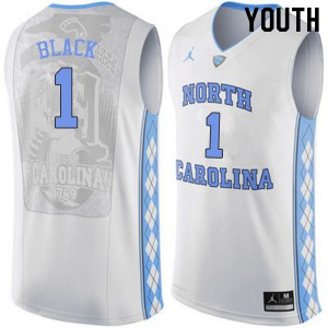 Youth University of North Carolina #1 Leaky Black White Player Jerseys 190968-683
