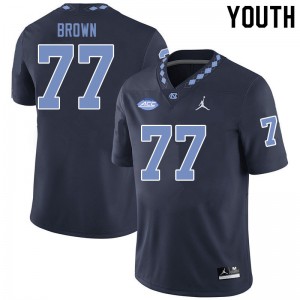 Youth North Carolina Tar Heels #77 Noland Brown Black Jordan Brand Stitch Jerseys 595997-657